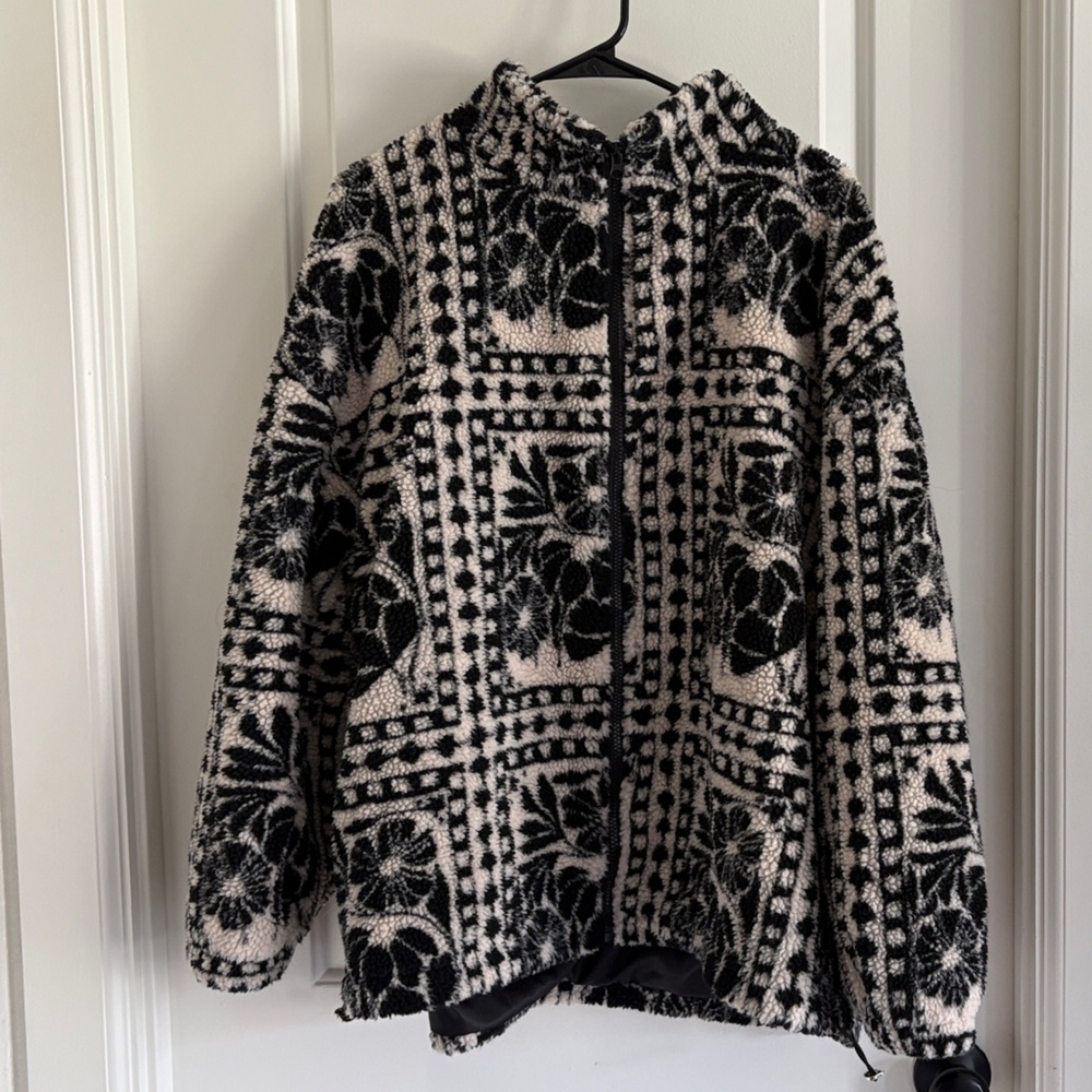 Cider Black & Cream Floral Teddy Jacket